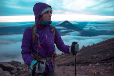 Student hiking in the mountains