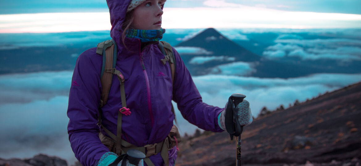 Student hiking in the mountains